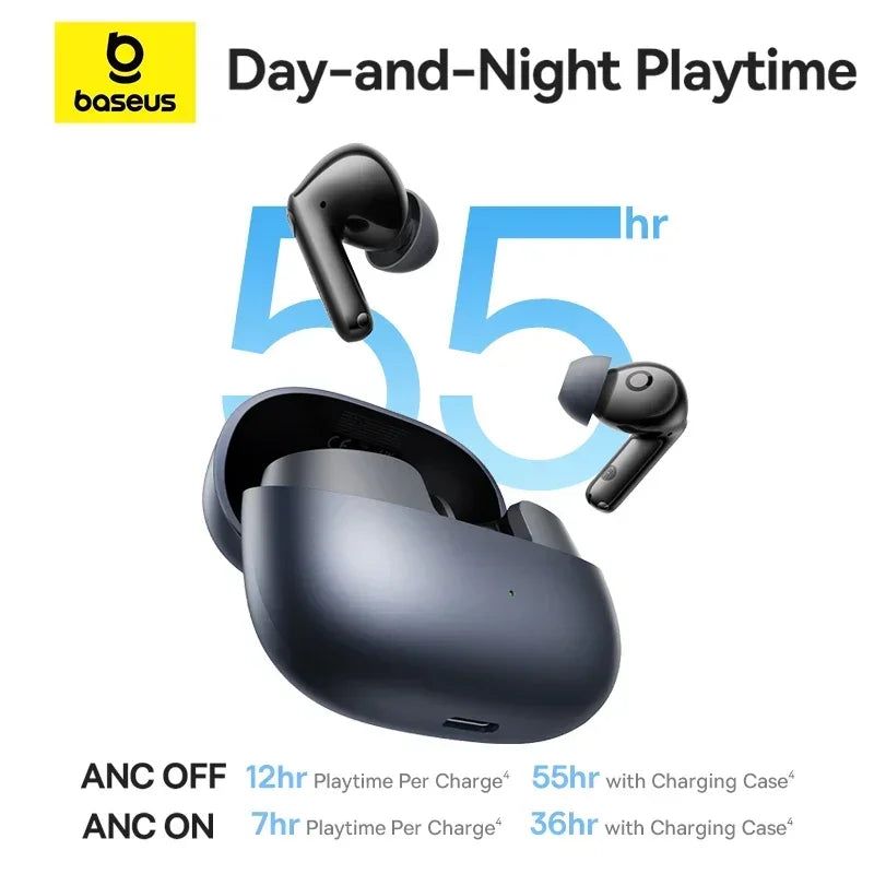Baseus EP10 Pro ANC Ohrhörer Kabellose Bluetooth 6.0 Kopfhörer 50dB Echtzeit Adaptives Noise Cancelling 6 Mikrofone Hi-Res LDAC IP55 In-Ear-Kopfhörer