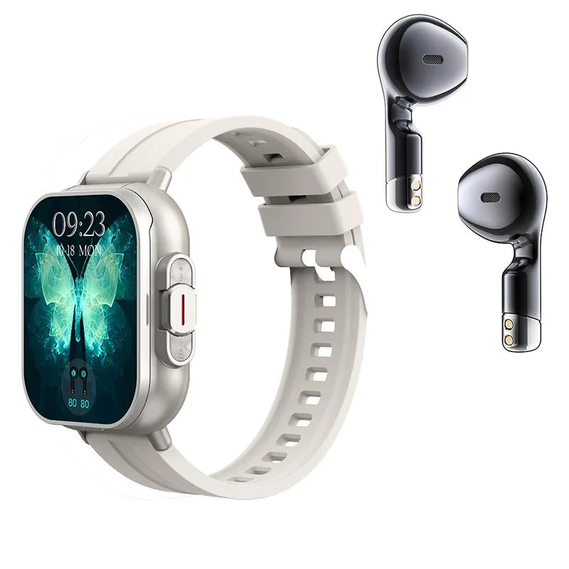 Smart Watch D8 TWS 2-in-1 Earphones Bluetooth Call NFC Heart Rate and Blood Pressure Health Monitoring Earphones Play Music