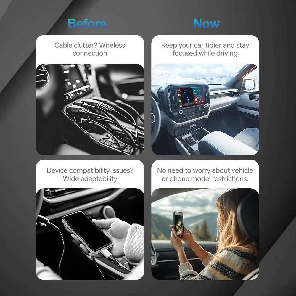 2025 NEU 2-in-1 Wireless Carplay AI Box Android Auto Plug & Play Anwendbar zur Umrüstung von originalem kabelgebundenem Carplay auf Wireless