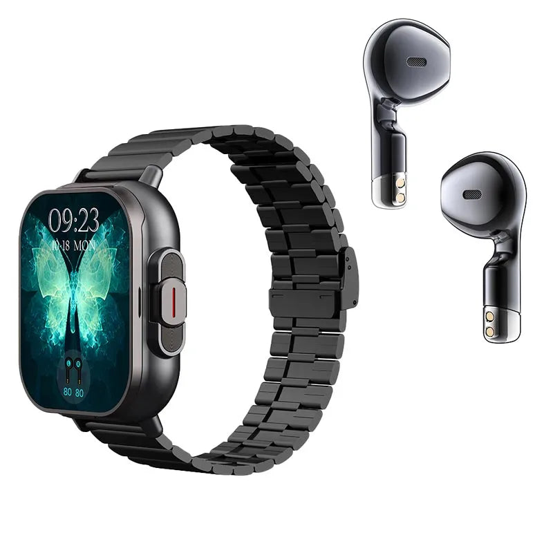 Smart Watch D8 TWS 2-in-1 Earphones Bluetooth Call NFC Heart Rate and Blood Pressure Health Monitoring Earphones Play Music