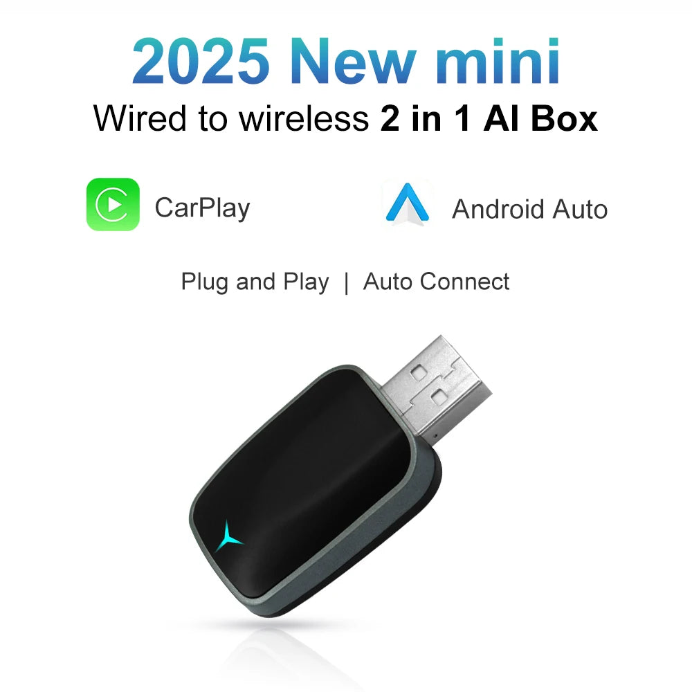 2025 NEU 2-in-1 Wireless Carplay AI Box Android Auto Plug & Play Anwendbar zur Umrüstung von originalem kabelgebundenem Carplay auf Wireless