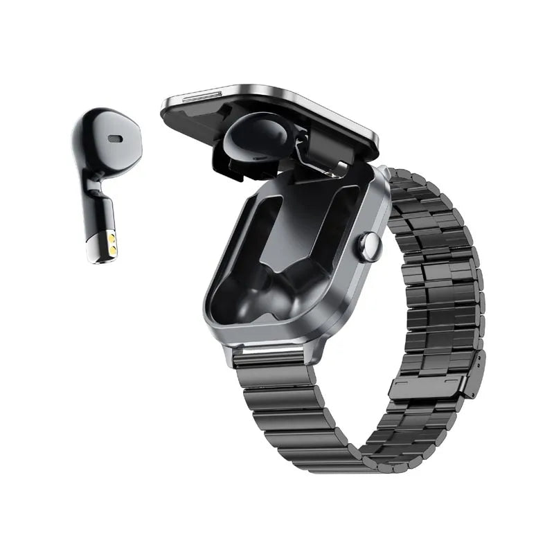 Smart Watch D8 TWS 2-in-1 Earphones Bluetooth Call NFC Heart Rate and Blood Pressure Health Monitoring Earphones Play Music