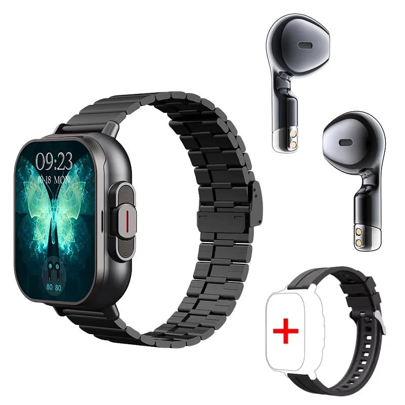 Smart Watch D8 TWS 2-in-1 Earphones Bluetooth Call NFC Heart Rate and Blood Pressure Health Monitoring Earphones Play Music