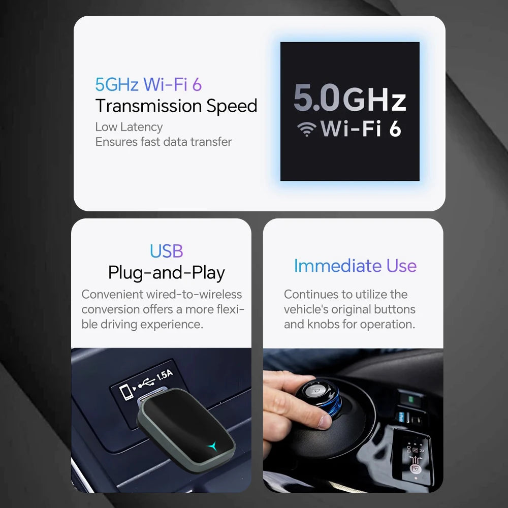 2025 NEU 2-in-1 Wireless Carplay AI Box Android Auto Plug & Play Anwendbar zur Umrüstung von originalem kabelgebundenem Carplay auf Wireless