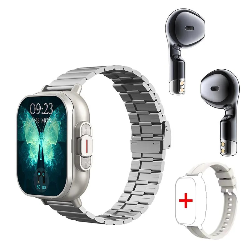 Smart Watch D8 TWS 2-in-1 Earphones Bluetooth Call NFC Heart Rate and Blood Pressure Health Monitoring Earphones Play Music