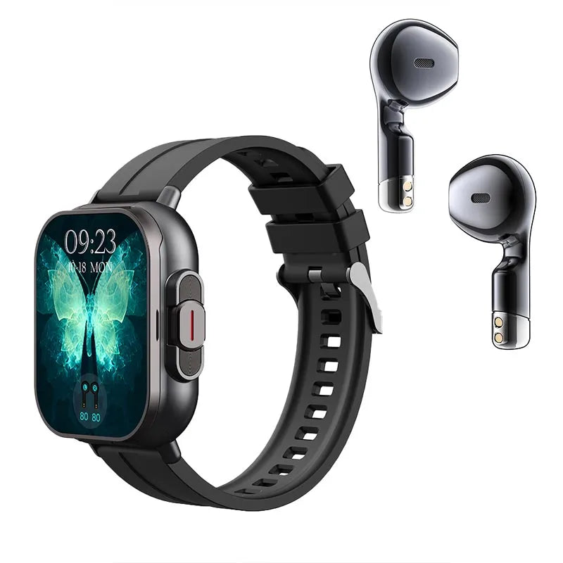 Smart Watch D8 TWS 2-in-1 Earphones Bluetooth Call NFC Heart Rate and Blood Pressure Health Monitoring Earphones Play Music