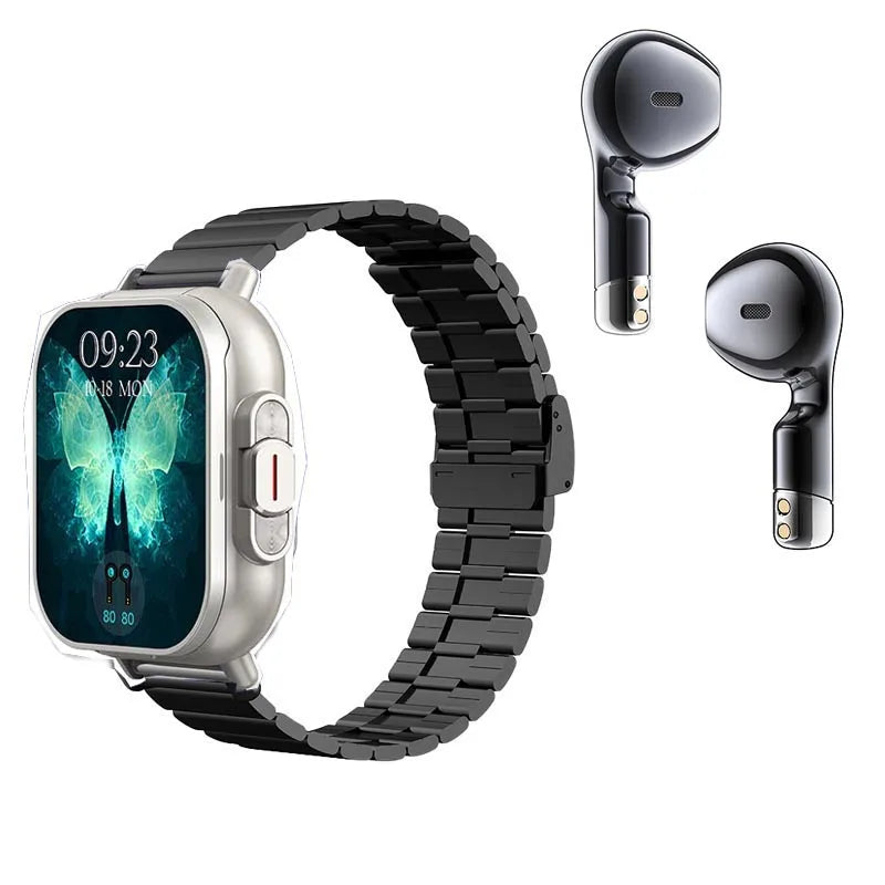 Smart Watch D8 TWS 2-in-1 Earphones Bluetooth Call NFC Heart Rate and Blood Pressure Health Monitoring Earphones Play Music