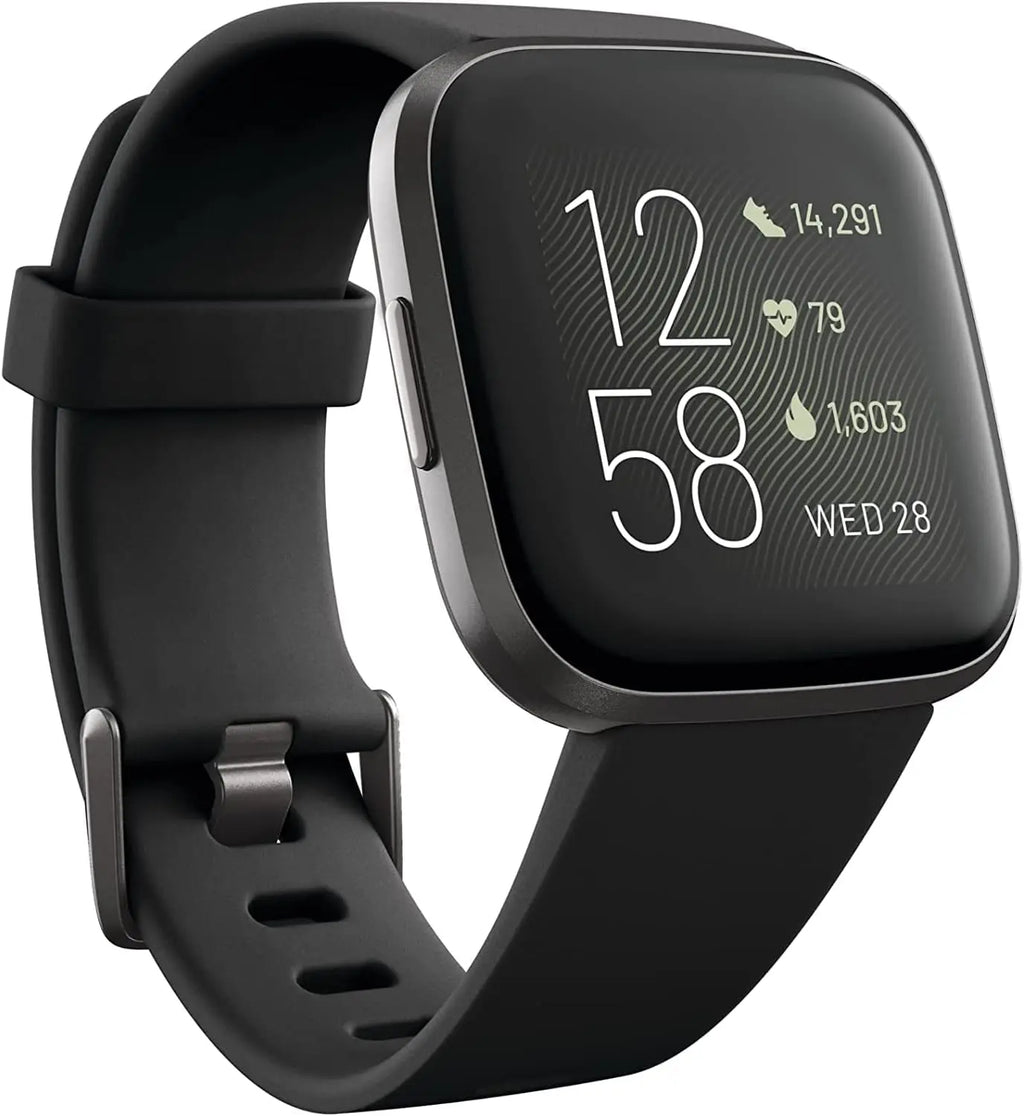 Fitbit Versa 2 Gesundheits- und Fitness-Smartwatch mit Herzfrequenz, Musik, integriertem Alexa, Schlaf- und Schwimm-Tracking, Schwarz/Carbon