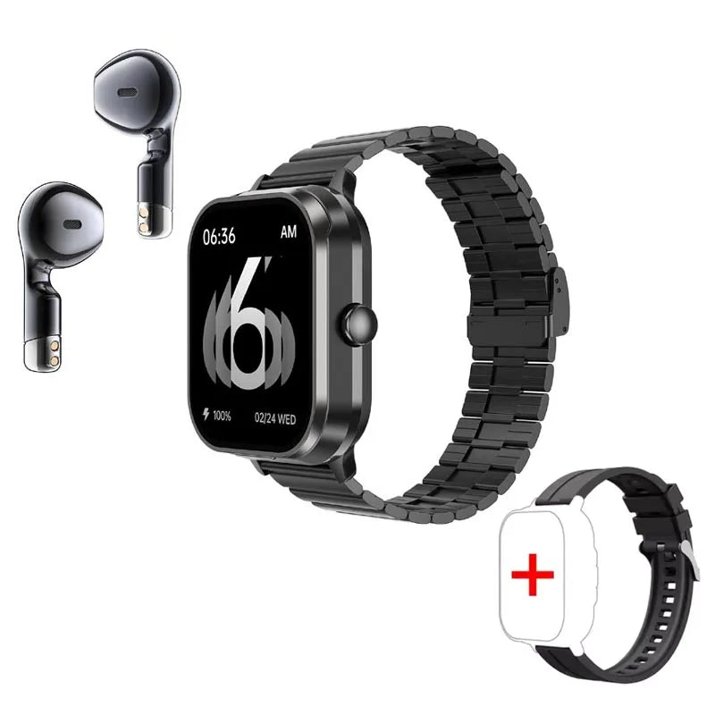 Smart Watch D8 TWS 2-in-1 Earphones Bluetooth Call NFC Heart Rate and Blood Pressure Health Monitoring Earphones Play Music