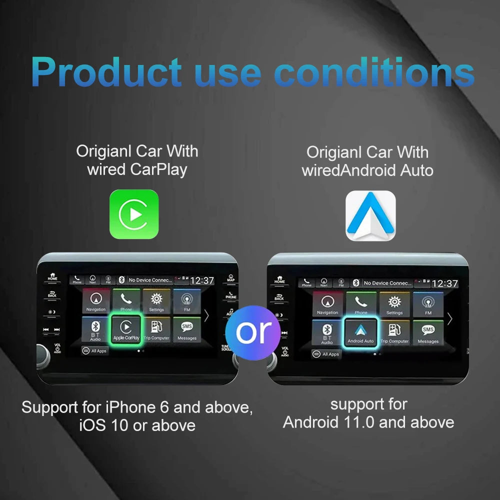 2025 NEU 2-in-1 Wireless Carplay AI Box Android Auto Plug & Play Anwendbar zur Umrüstung von originalem kabelgebundenem Carplay auf Wireless