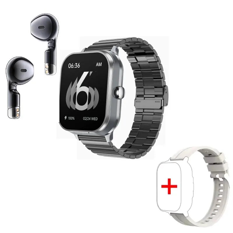 Smart Watch D8 TWS 2-in-1 Earphones Bluetooth Call NFC Heart Rate and Blood Pressure Health Monitoring Earphones Play Music