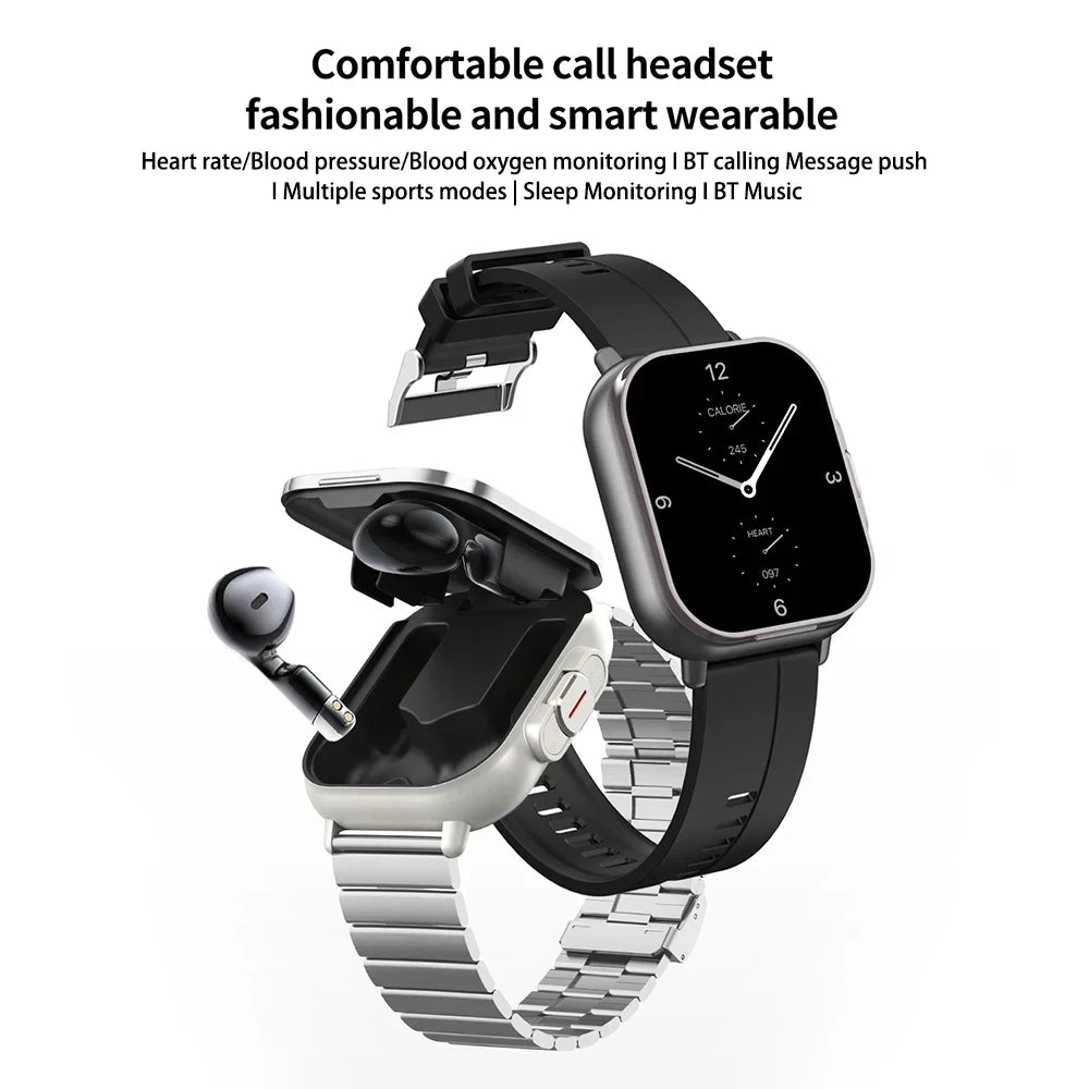 Smart Watch D8 TWS 2-in-1 Earphones Bluetooth Call NFC Heart Rate and Blood Pressure Health Monitoring Earphones Play Music